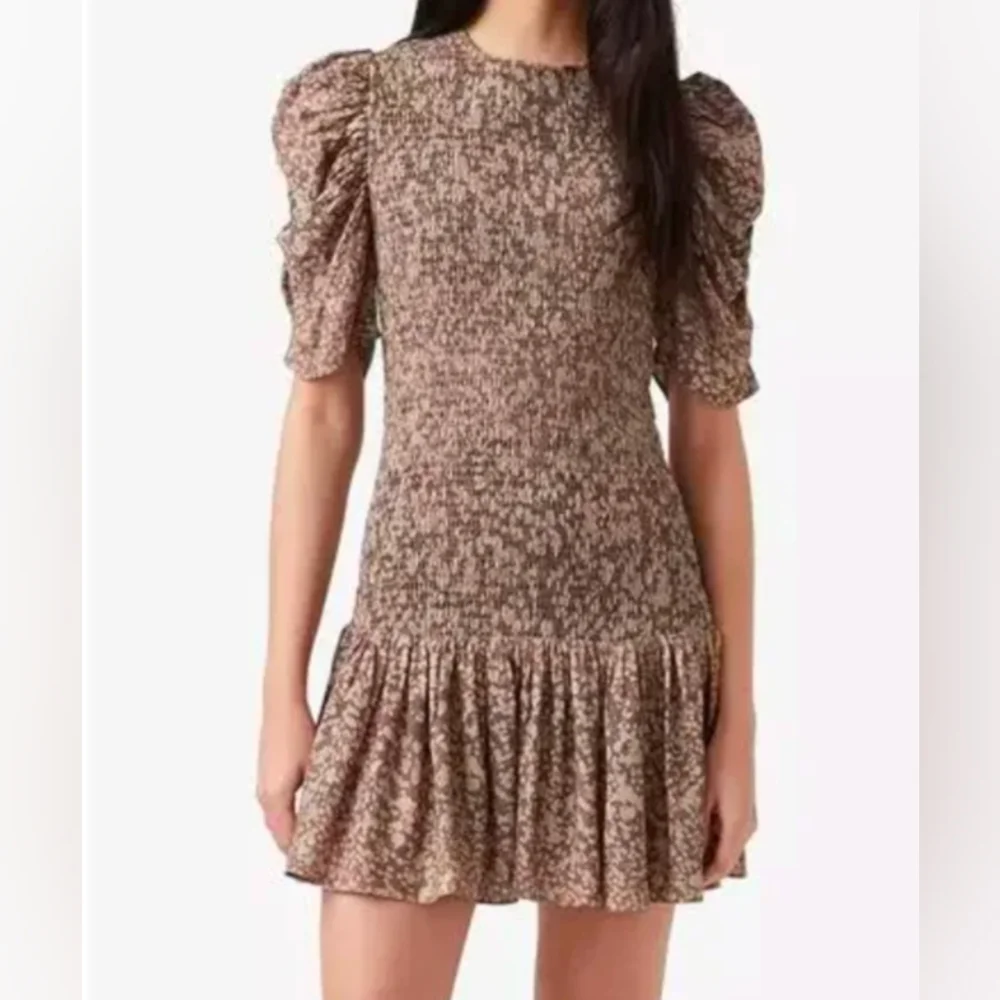 NWOT French Connection Erika Smocked Dropped Waist Mini Dress - Picture 1 of 10